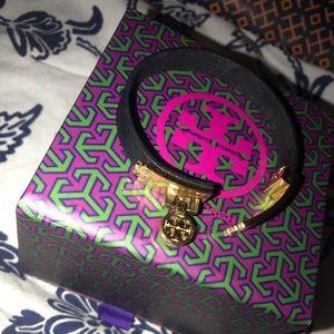 Tory Burch black leather bracelet